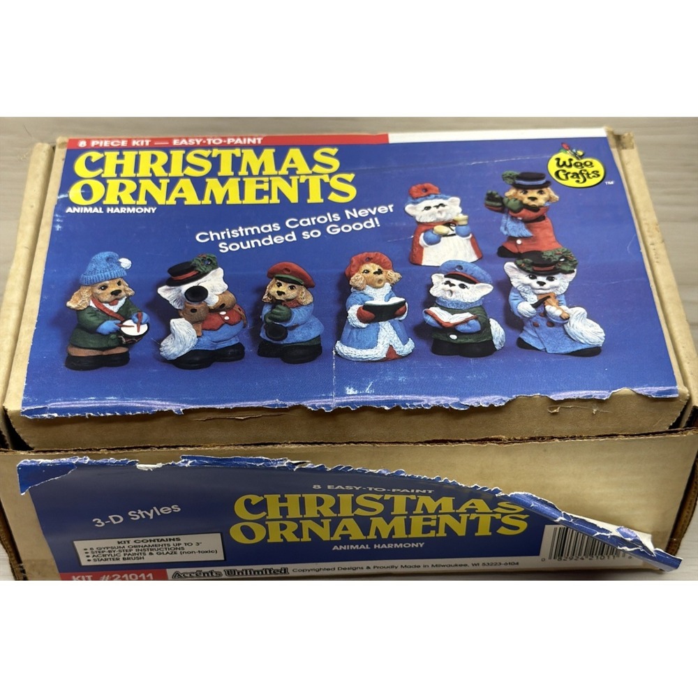 Vintage Wee Crafts Christmas Ornaments Paint Kit Animal Harmony 8 Pc